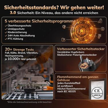 Тепловентилятор AEOCKY 3-го покоління з термостатом зі штучним інтелектом, електричний PTC-обігрівач потужністю 1800 Вт для використання в приміщенні з дистанційним керуванням, коливання 70, безшумний, безпечно портативний для офісу, спальні, вітальні