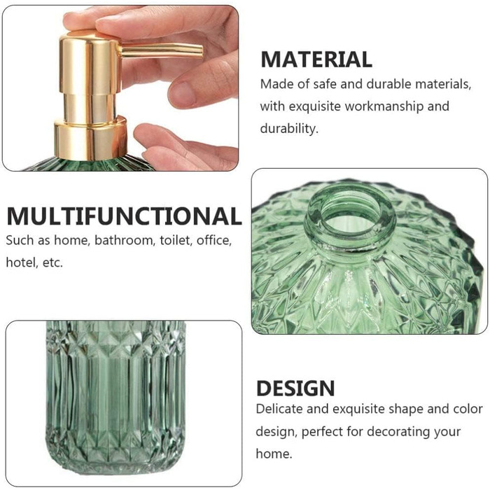 Дозатор для мила зі скла з рожевим золотом, пляшки для шампуню для наповнення, дозатор для мила скляний з насосом, дозатор зі скла