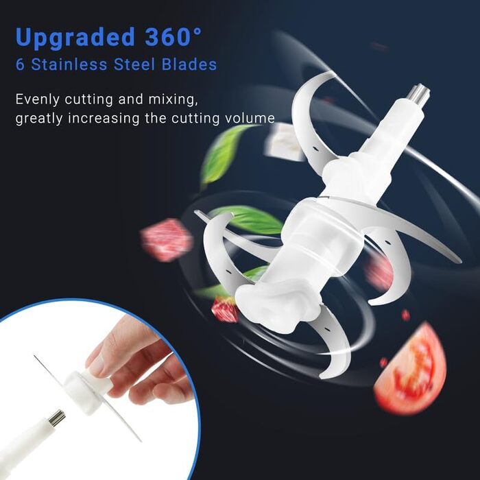 Подрібнювач AMZCHEF, подрібнювач кухонний електричний з чашею з нержавіючої сталі 3 л.Електричний мультиподрібнювач потужністю 500 Вт з 2 налаштуваннями швидкості. М'ясорубка для м'яса, цибулі, дитячого харчування, фруктів та овочів 3 л сіра