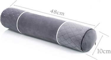 Фірмова довга подушка для шиї, що знеболює за допомогою круглої спини, циліндрична подушка для підтримки шиї, регульована подушка для сну з наволочкою, яку можна прати в пральній машині, 52x13 см, бежевий