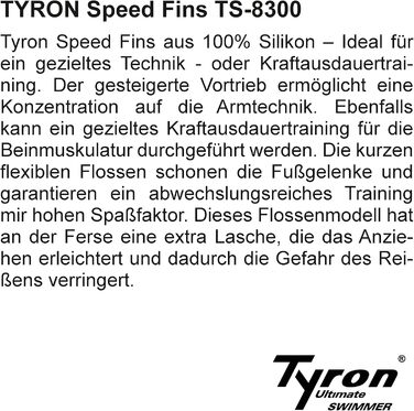 Ласти Tyron Speed Fins TS-8300 Короткі ласти для плавання для дітей та дорослих Тренувальні ласти для плавання 100 силікон, темно-синій, розміри 45-47