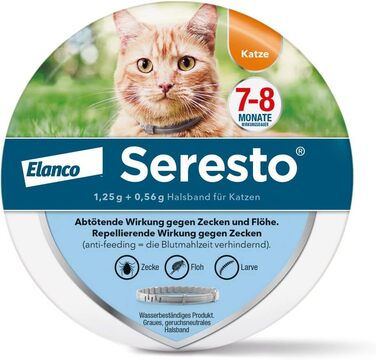 Нашийник від кліщів Elanco Seresto для котів 7-8 місяців ефективного захисту від кліщів та бліх, довжина 36 см, 1,25 г 0,56 г