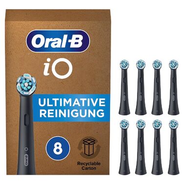 Щітки для чищення електричної зубної щітки Oral-B iO Ultimate, 4 шт., Ultimate Tooth Cleaning with iO Technology, чорна, готова до поштової скриньки упаковка (8 шт. (1 упаковка))