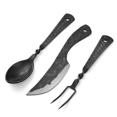 Середньовічний набір столових приборів, 3 предмети з сумкою, набір столових приборів LARP 622EA