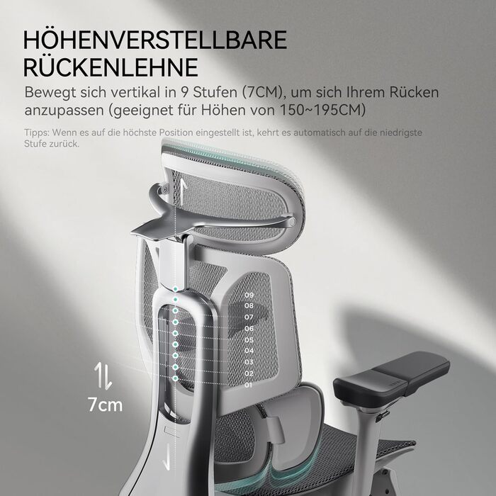 Ергономічне офісне крісло Hbada E3 Pro 3-зонна поперекова підтримка 4D підголівник 6D підлокітники Підставка для ніг Регульована висота Ідеально підходить для домашнього офісу та ігор сірого кольору E3 Pro
