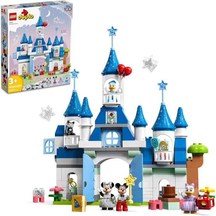 Конструктор Lego DUPLO Disney 3 в 1 Чарівний замок 10998 для сімейної гри з 5 персонажами Disney, включаючи Міккі, Мінні та друзів