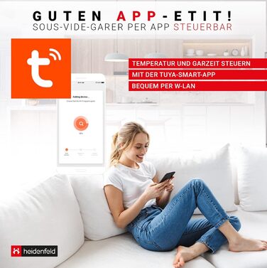 РОКИ ГАРАНТІЇ на стік Sous Vide - Управління додатком - 1.000 Вт - 7-8 літрів/хвилину - 2800 об/хв - глибина занурення 14,4 см (Silver Black), 300 - 3