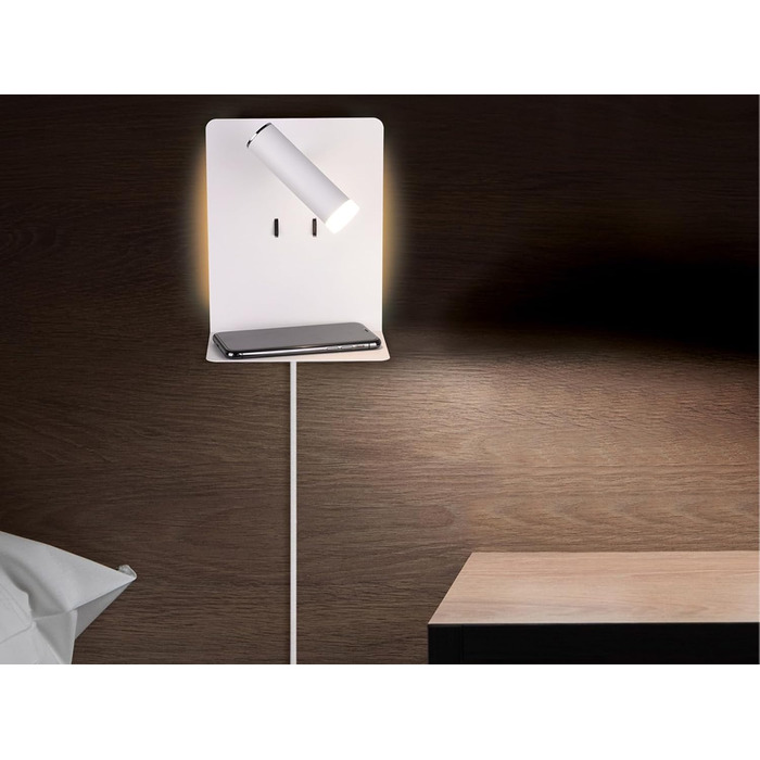 Стільний настінний LED-світильник Trio Leuchten Element 222570231, матовий білий метал, 1 x 3 Вт, з USB-портом для зарядки