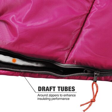 Дитячий спальний мішок REDCAMP для хлопчиків та дівчаток 175 x 65 см, матусин спальний мішок, зручний, легкий, теплий, регульована довжина, 3 сезони, підходить для кемпінгу та активного відпочинку, синій/рожевий. Наповнювач 0,1 кг.