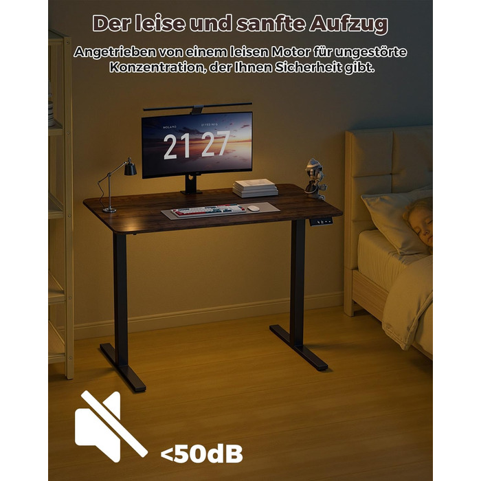 Стіл з регульованою висотою, 120 x 60 см, пам&39ять налаштувань висоти з 2 режимами, легке складання, для домашнього офісу, навчання та ігор, вінтажно-коричневий