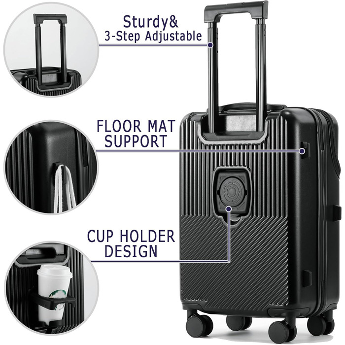 Валіза ручна поїздка з коліщатками 360 та тримачем для напоїв, червона, 20 дюймів