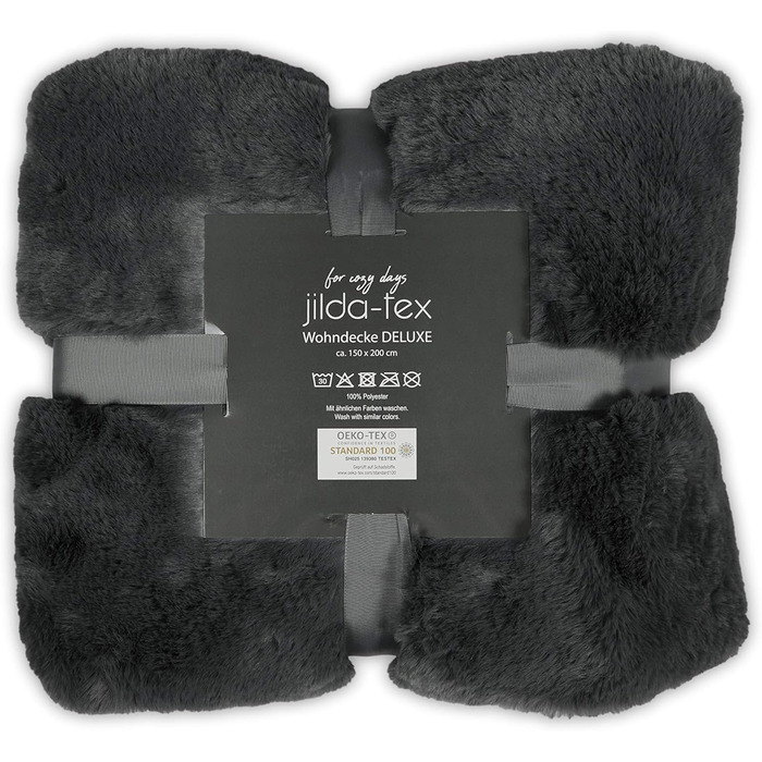 Плед для вітальні, штучне хутро, Rabbit Deluxe, 150x200 см, 750 г/м, плед зі штучного хутра (сірий), сірий, 150 x 200 см