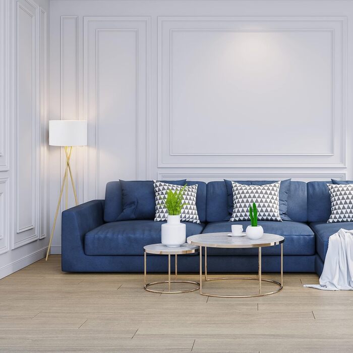 Підлоговий торшер на тринозі Relaxdays з тканинним абажуром, 148,5 x 53,5 см, цоколь E27, льон та метал, золото/білий