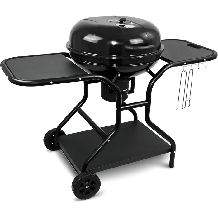 Чайник-барбекю Ø55 см з полицею I Пересувний візок для барбекю з кришкою I Решітка для барбекю на вугіллі, круглий мангал для грил
