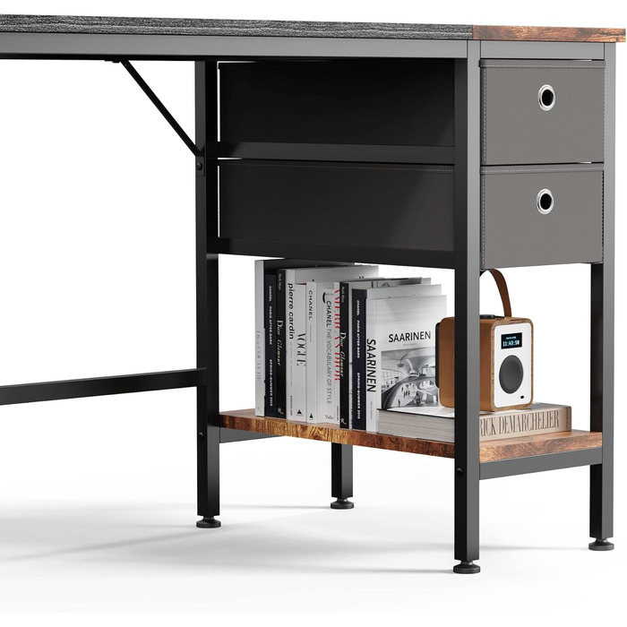 Письмовий стіл HOMIDEC, комп&39ютерний стіл, ПК-стіл, стіл з шухлядами, офісний стіл для офісу, вітальні, дому, офісу, 140 x 50 x 75 см, чорний, 140 см