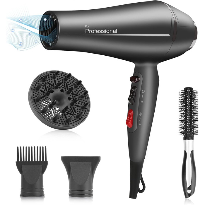 Фен Faszin Hair Dryer Ion Professional Професійний фен для волосся - надшвидкий фен з термостійкою технологією Triple-L Plus, з 4