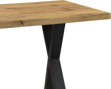 Обідній стіл Merax, дизайн зі схрещеними ніжками, сучасний простий прямокутний обідній стіл з кованого заліза, Д140*Ш80*В76 см, дубчорний 01/імітація дуба 140x80x76 см