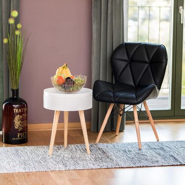 Круглий журнальний столик Relaxdays, скандинавський дизайн, стиль 70-х років, тумбочка біля ліжка з підносом та відділенням для зберігання, ВxШxГ 50x38x38 см, білий, одинарний