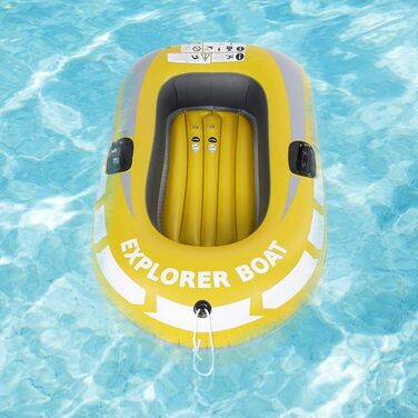 Надувний каяк для 2 осіб, Надувний каяк з ПВХ, Надувний човен для 1 особи для риболовлі та дрифт-дайвінгу (жовтий)