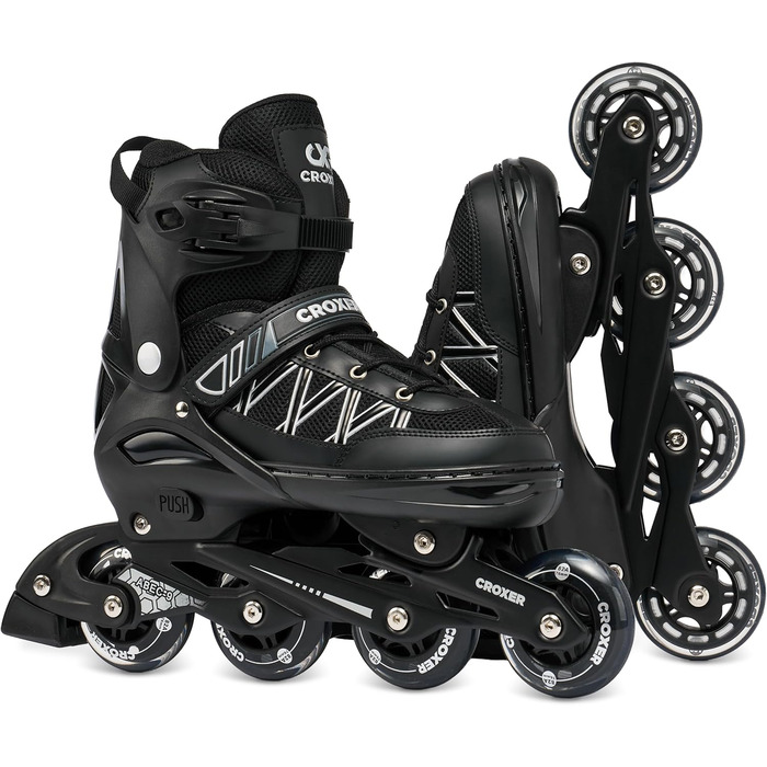 Регульовані роликові ковзани 2-в-1 Torch - колеса 76 мм з поліуретану, твердість гуми 82A, хром ABEC-9 - система подвійної вентиляції та DSAS - легкий корпус з полікарбонату - до розміру 45 (27,5 см-29,5 см)