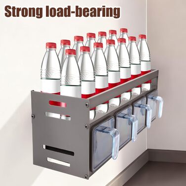 Підставка для спецій з банками для спецій, окремостояча та настінна підставка для спецій, банки для спецій з полицею, підвісна підставка для спецій (не потребує свердління) з 4 коробками для спецій, тонкий металевий органайзер для спецій на кухонну стільн