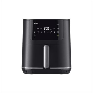 Аерофритюрниця Braun MultiFry 5 для здорового приготування страв, 8 програм, чаша 6 л без PFAS, 80-200 C, 1700 Вт, матово-чорна (HF 5034I BK)