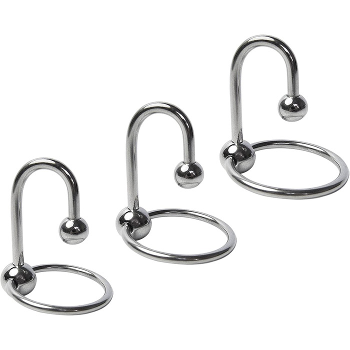 Набір уретральних дилататорів BDSMJOY, нержавіюча сталь, з ерекційними кільцями (25-28-30 мм), 3 шт.