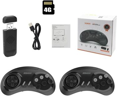 Ретро-приставка Megadrive SG800, бездротова, включаючи підключення HDMI, 688 попередньо встановлених ігор, можливість додавання додаткових ігор, формат 43 / 169, попередній вибір, функція пам'яті ігор