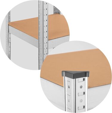 Міцний стелаж - Металевий - Підвал - Гараж - Зберігання - Обладнання для майстерні - Стелаж для інструментів - з 5 полицями з МДФ - Настінна полиця - Стелаж без болтів - Стоячий - Високий - 180x40x40 см Сталь 40x40x180