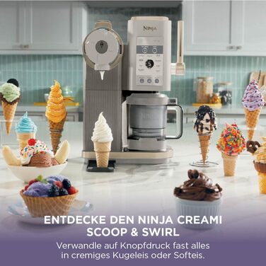 Морозивоnica Ninja CREAMi Scoop & Swirl, 13 функцій, колір Stone Gold