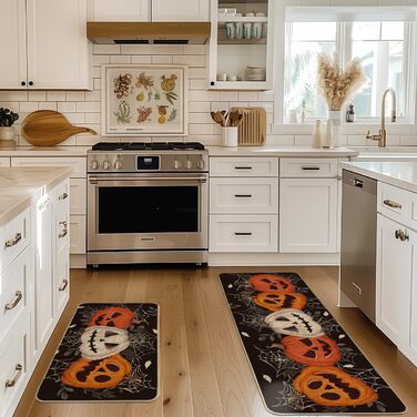 Модний павутинний килимок для кухні Jack-o'-Lantern Halloween набір з 2, миються декоративні кухонні килимки для внутрішнього і зо