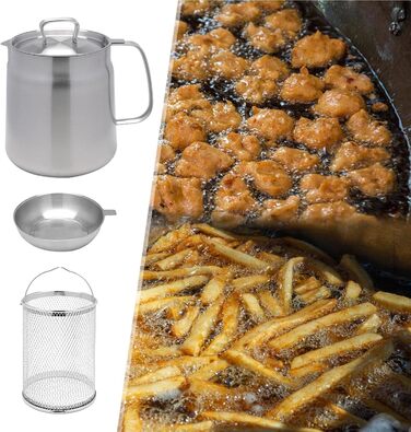 Горщик для смаження Gralara, кошик для сита для олії з ручкою, каструля, каструля для бульйону, маленька каструля для фритюрниці для приготування, випічка, олія, зберігання, 2 л