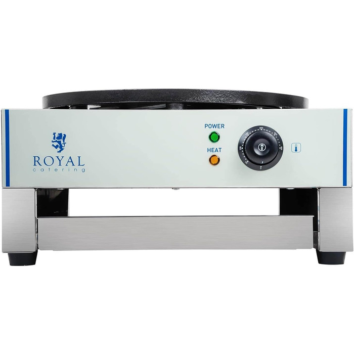 Млинниця Royal Catering RCEC-3000-E (Ø 40 см, 3 000 Вт, чавун з емальованим покриттям, нержавіюча сталь, висувний лоток розподільник тіста)