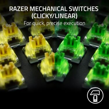 Механічна ігрова клавіатура з Razer Chroma RGB (механічні зелені перемикачі Razer, 6 виділених макроклавіш, накладки Doubleshot AB