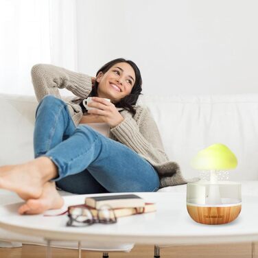 Зволожувач Rain Cloud з нічником Rain Cloud Humidifier Lamp Waterfall, 3 в 1 зволожувач повітря/дифузор для ефірних олій/7 кольорів нічник, стіл, фонтан, тумбочка