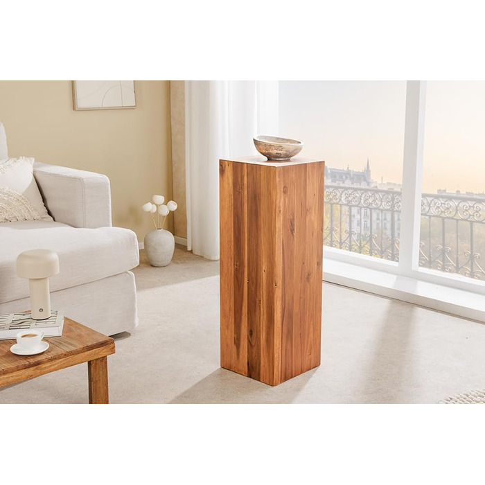Декоративна колона з масиву дерева COLUMNA - 75 см - коричнева акація, журнальний столик, колона з дерева, декор для вітальні 75 см