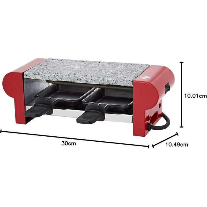 Раклетна машина H.Koenig RP2 / 2 особи / з кам'яною решіткою / 350 Вт / червоний