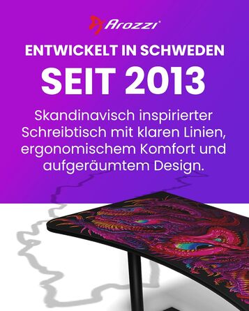 Надширокий вигнутий ігровий та офісний стіл Arozzi Arena з водовідштовхувальним килимком на всю поверхню, вирізами для організації кабелів та сіткою (Crawling Chaos)