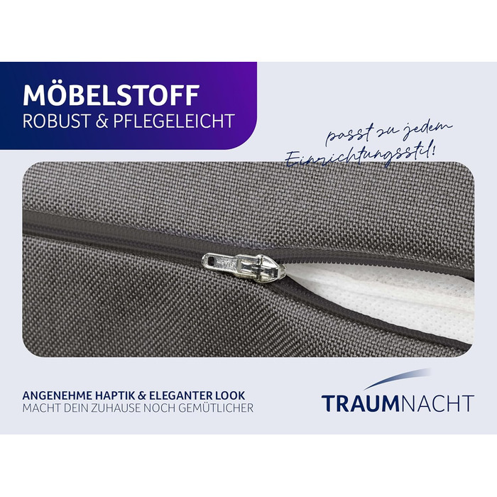 Затишна подушка для спини Traumnacht, подушка для читання, 70 x 40 см темно-сірого кольору, знімна, чохол, який можна прати, виготовлений зі 100 поліестеру, практична бічна кишеня, сертифікована Oeko-Tex, виготовлена за німецькими стандартами якості. Темн