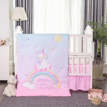 Комплект постільної білизни для дитячого ліжечка La Premura Єдиноріг для дівчаток - Комплект постільної білизни для дитячого ліжеч