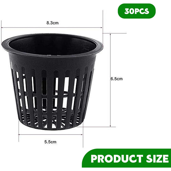 Пакетів горщиків для сітки для гідропоніки, кошик для гідропоніки 8,3 см. Горщики для рослин. Горщик для гідропоніки. Сітка для рослин. Садові приналежності для гідропоніки (чорні), 30