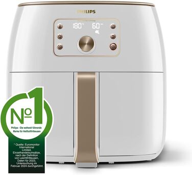 Мультипіч Philips Smart Sensing XXL, 7,3 л (1,4 кг), на 90 менше жиру завдяки технології Rapid Air, автоматичне готування, деко для випікання, додаток HomeID (HD9870/20) 7,3 л, Smart Sensing White