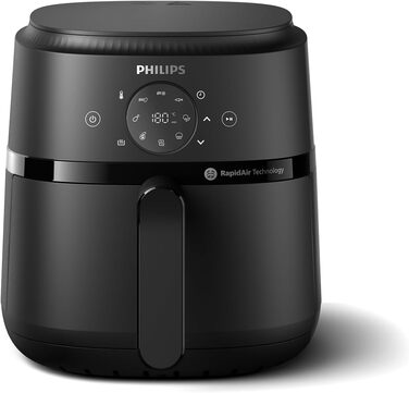 Мультипіч Philips Airfrier 2000 Series 4.2L - цифровий сенсорний екран, 13 варіантів приготування, 9 попередньо встановлених функцій, до 90 менше мастила завдяки технології RapidAir, потужність 1500 Вт, чорний (NA229/00) 4,1 л - без вікна