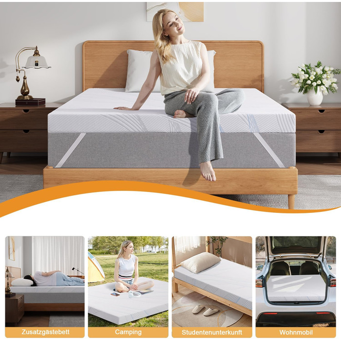 Наматрацник 90x200 см, високоякісний наматрацник 90x200 см, висотою 7 см з м&39яким гелевим пінополіуретаном з ефектом пам&39яті та підтримуючим комфортним шаром - дихаючий та пральний чохол для матраца 90x200x7 см 7 см