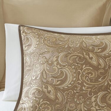 Відповідні штори Madison Park - пуховий альтернативний гіпоалергенний комплект постільної білизни для всіх сезонів Queen Brown Bro