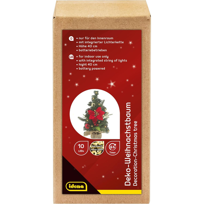 Декоративна різдвяна ялинка з 10 теплими білими світлодіодами Idena