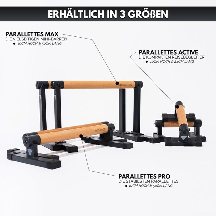 Паралельні тренажери GORNATION, включаючи стрічку для захоплення, обладнання для калістеніки для стійки на руках та віджимань, ручки для віджимань з дерев&39яними ручками/грифами, перекладини для віджимань для домашнього та на свіжому повітрі MAX