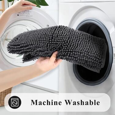 Комплект килимків для ванної кімнати темно-сірого кольору, 3 предмети, нековзний, можна прати, комплект килимків для ванної з шенілу, килимок для душу та ванни, килимок для туалету з вирізом (45x6550x80U50x60см) 45x6550x80U50x60см Темно-сірий