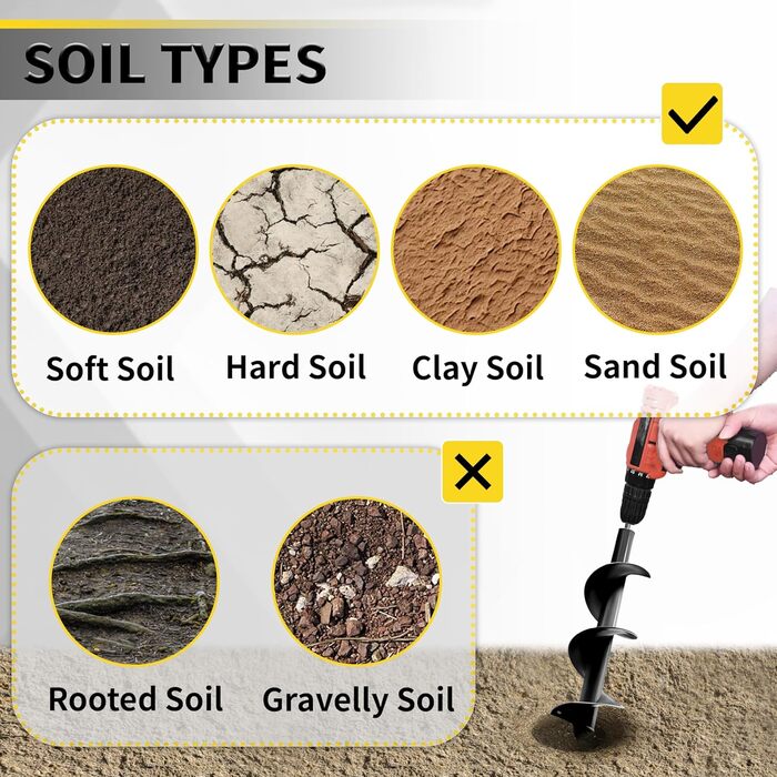 Універсальний набір ґрунтобурів для дриля 4x42 см та 9x40 см, садовий бур для шуруповерта, легкий спіральний бур, бур для посадки цибулин, овочів та неглибоких садових робіт, чорний 4x42 9x40 см