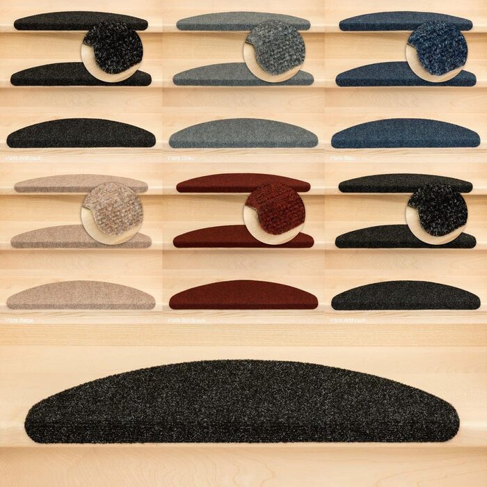 Килимки для сходів Kettelservice-Metzker Ramon MW Half Round в різних варіантах набору 65x23,5 см Антрацит 15 шт. 15 шт. Антрацит